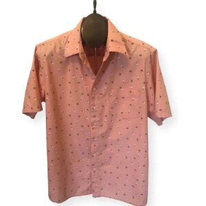Saddlebred Short Sleeve Button Down Shirt LT Tropical Hula Girls Palm Trees EUC